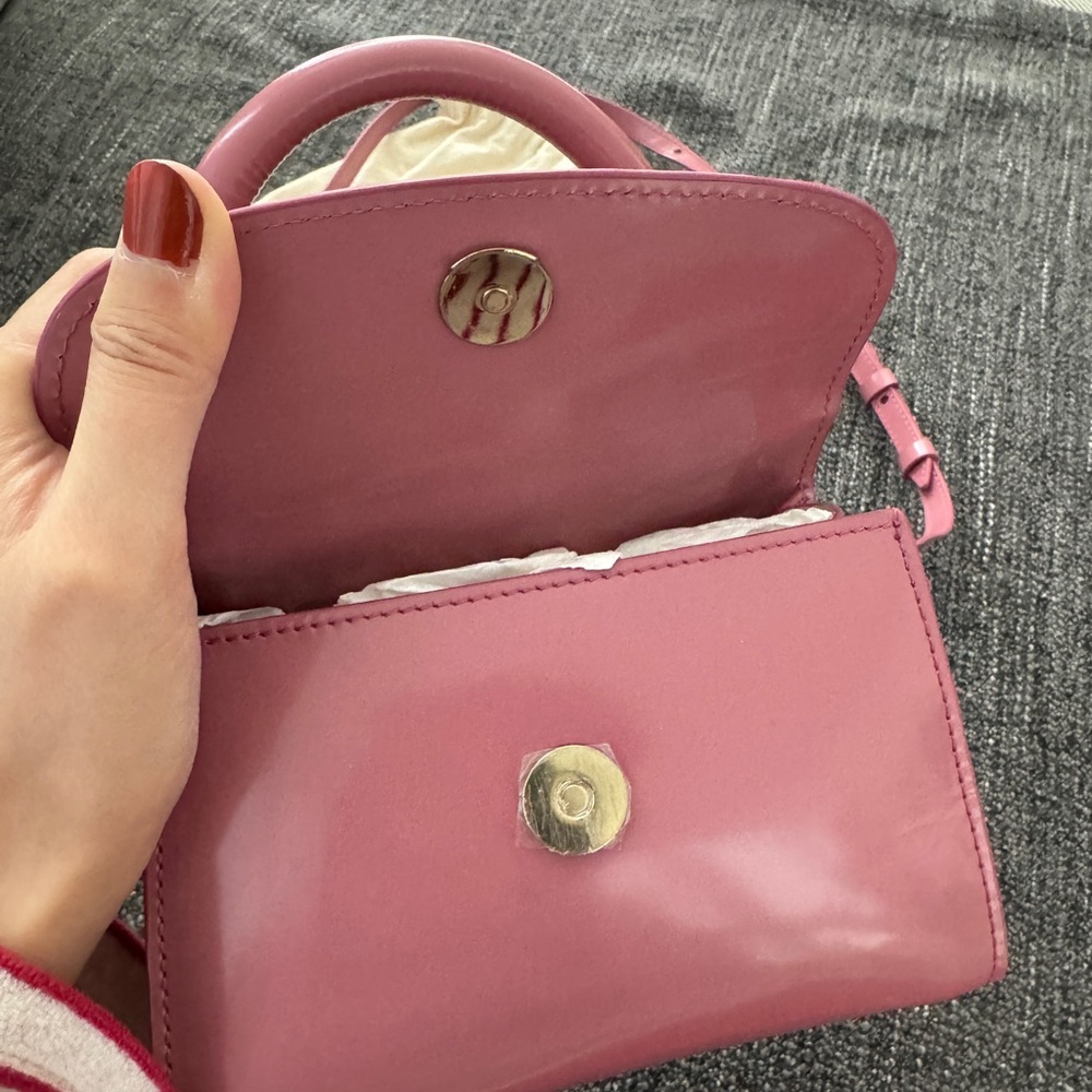 BY FAR Pink Mini Bag with Structured Shape and Long Strap - Picture 8 of 11